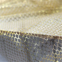 Gold Print Fish Scale Mesh Fabric Costume Clothes Dress Curtain Background Decor