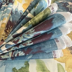 Solarium Outdoor Fabric Floral Blue Yellow Over 7 Yards