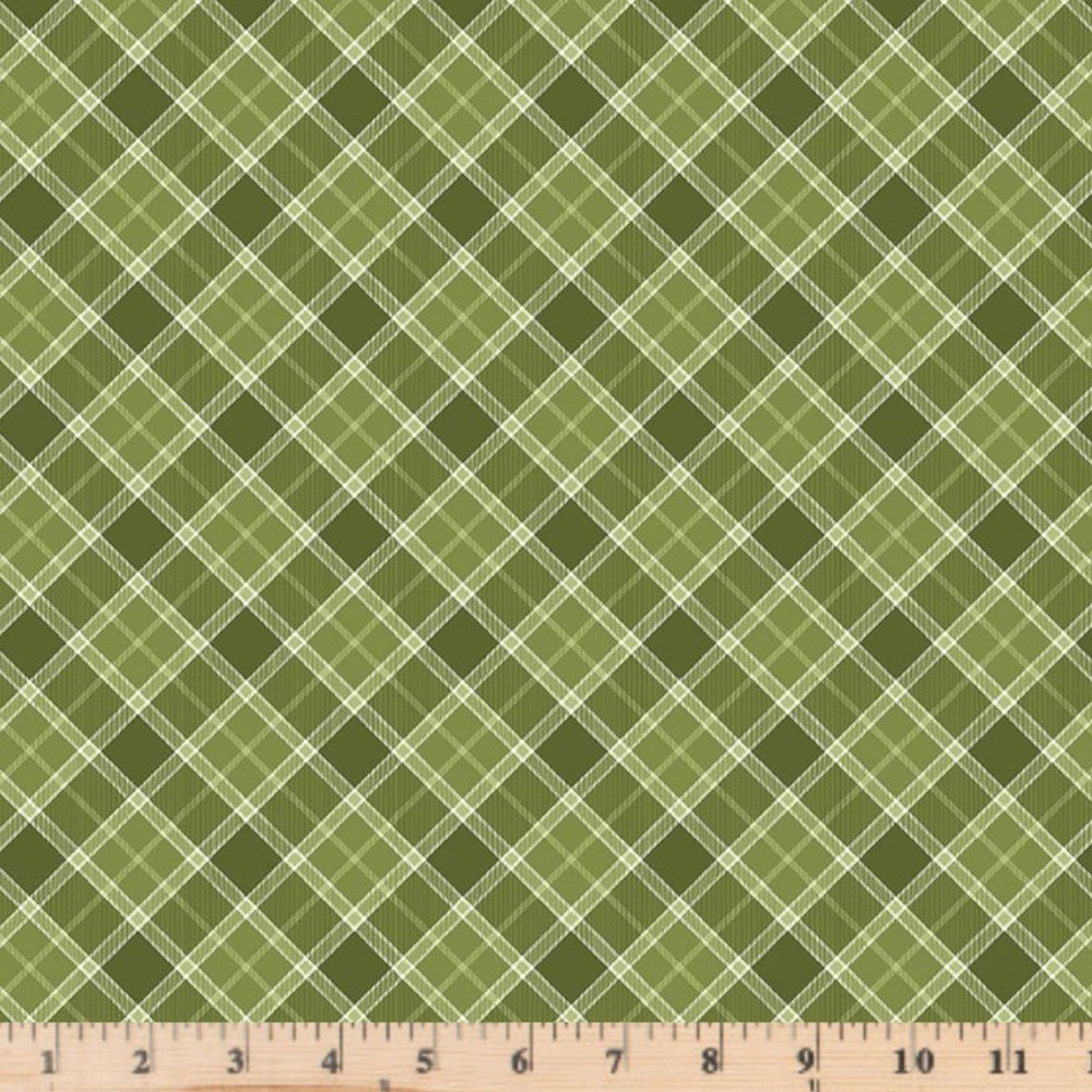 Plaid Bias Check Green 100% Cotton PLAID-CD3522 GREEN by Half Yard