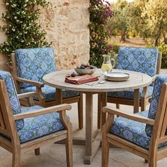 Sample Blue Green Outdoor Upholstery Fabric Moroccan Tile Medallion Patio