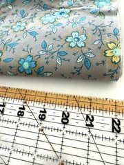2 Yards – Blue Grey Floral Fabric Cotton Quilt Sewing Happy Floral Pink