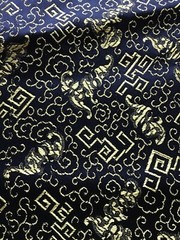 Antique Qing Dynasty Black Gold Vine Brocade Fabric KUJIN 28″x 105″ YUNJIN 云锦 库金