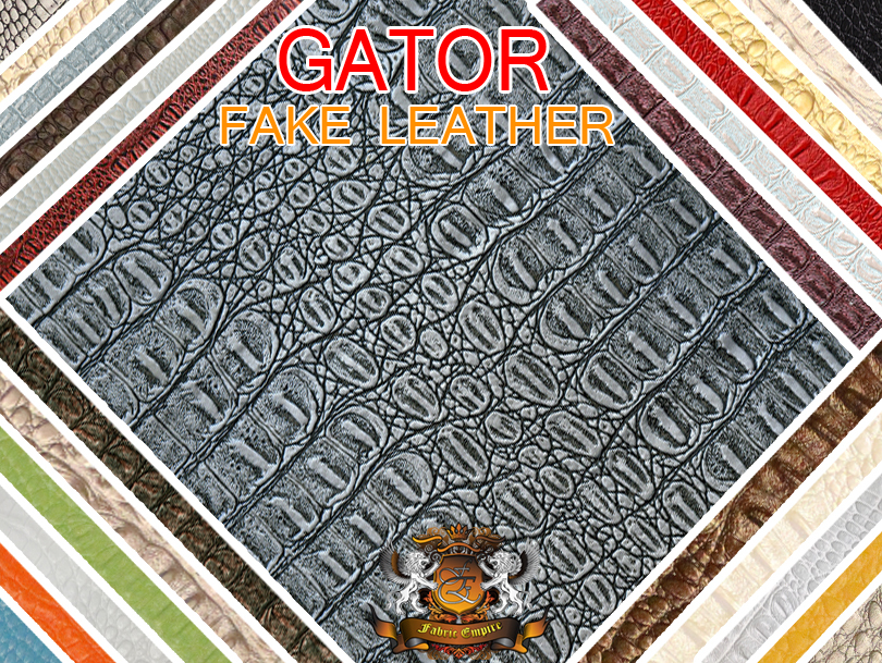 Crocodile Fake Leather Vinyl Fabric GATOR Embossed Texture 54″ Wide By The Yard