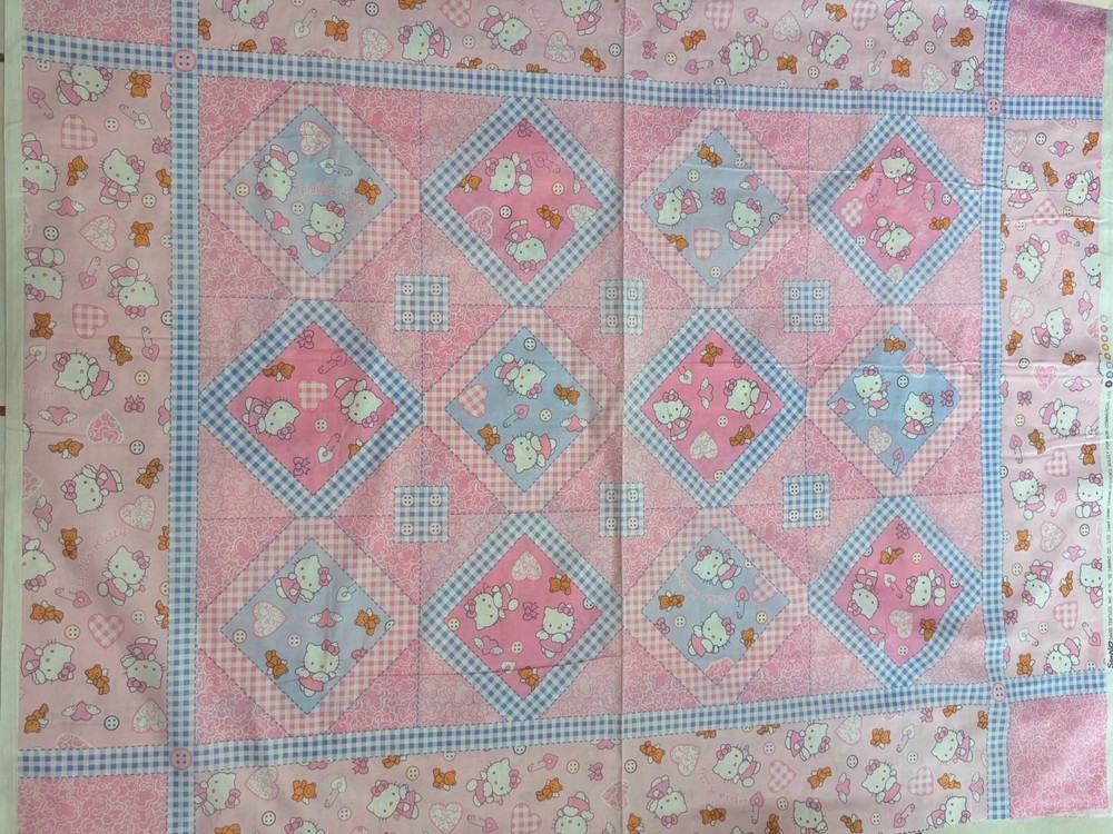 VINTAGE Sanrio 2003 Hello Kitty Panel: 35″ x 44″ (Pink & Lavender)