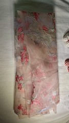 Pink Embroidered Organza Fabric Bird Floral Sheer Mesh Lace Craft 1YD Wide