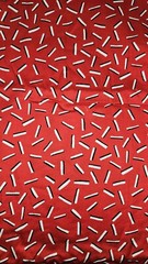 Red Cotton Fabric With Scattered White & Black Rectangles Allover 4 Yards X 43″