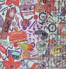 Custom Cotton Woven Fabric TV Show Stranger Things Symbols By The 1/4 Yard 9×56