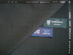 DORMEUIL 85% WOOL + 15% MOHAIR “LOW WEFT STRETCH” SUITING FABRIC IN Brown =3.4 m