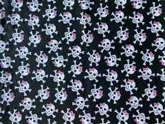 FABRIC TRADITION 2008~Blushing Lady Skull Crossbones~BLACK WHITE GLITTER~Hairbow