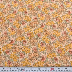 Florals on Peach Jo-ann Cotton Fabric Remnant 16″ x 43″