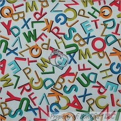 BonEful Fabric FQ Cotton Quilt VTG Nursery Baby Child Alphabet Letter School USA