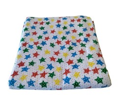 Stars & Tiny Polka Dot Print White Cotton Flannel Fabric 2.5 Yards Unisex Baby
