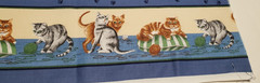 Brown Tabby Cat Cotton Fabric Square w/Feline Border by Cranston Printworks