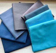 8 Pack 1/2 Yard Fabric Lot Cotton Fabric 4 Yards Total Blue Solid Colors