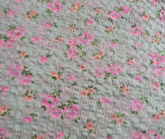 2 YARDS DAINTY BABY PINK FLORAL SEERSUCKER COTTON FABRIC