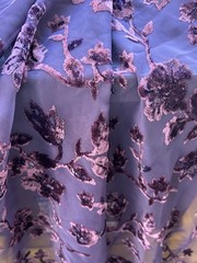 Purple Plum floral Velvet Burnout on chiffon Fabric By the Yard 44″ W