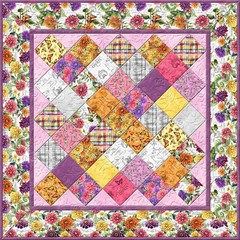 Wilmington Prints – Dahlia Botanica – Repeating Border Stripe Multi, Fabric BTY