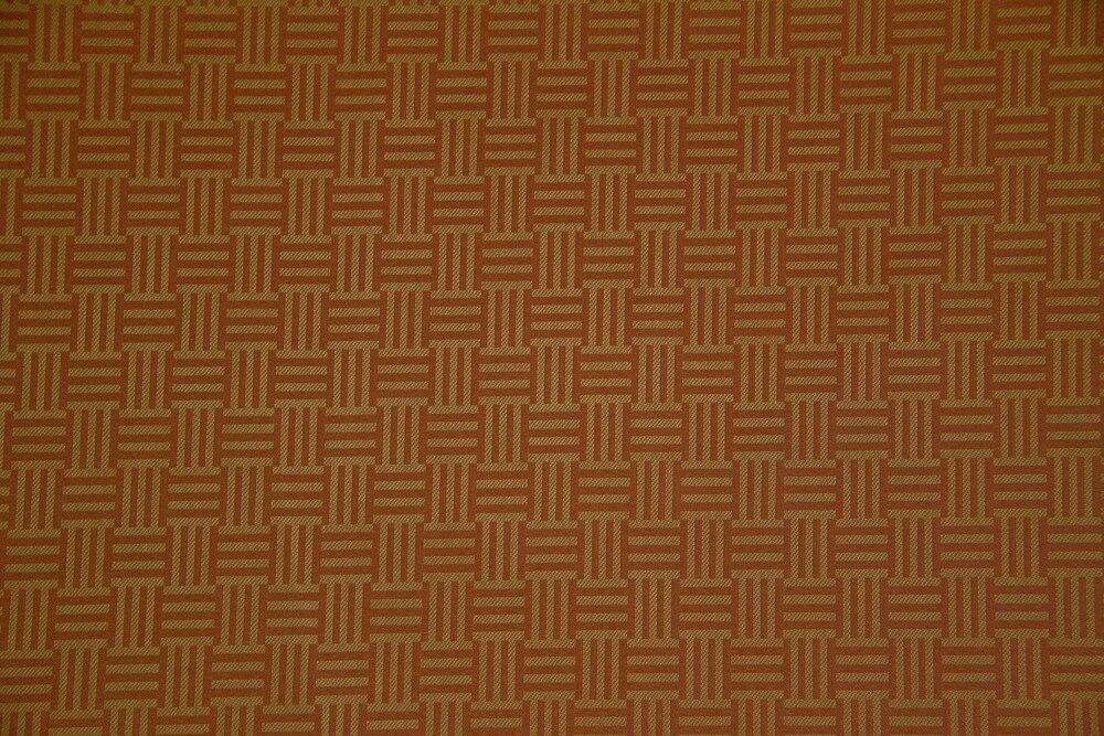 Discount Fabric DRAPERY Brick Red & Antique Gold Rail Fence Fabric