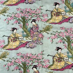 Geisha’s Asian Vintage Cotton Fabric 1/2 Yard (18 By 60”)