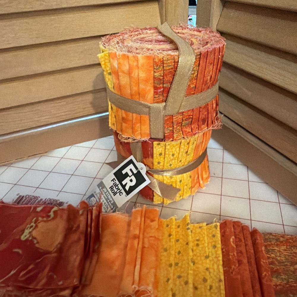 Orange Yellow 100 % Cotton Jelly Rolls, 3 Matching 2.5” X 42” Rolls, 60 Strips