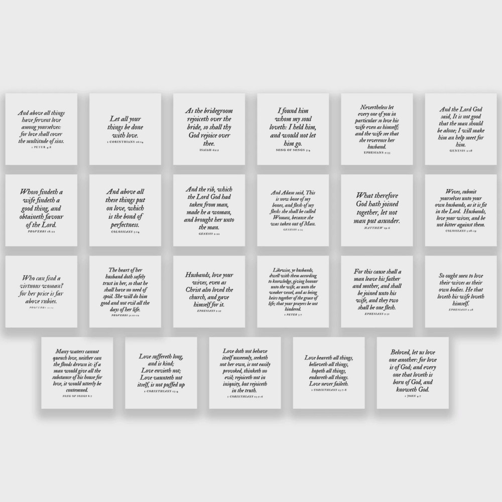 23 Precut Wedding-Themed Bible Verse 5 inch Quilt Squares