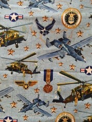 2 Yards USAF Air Force Cotton Patriots Fabric – Helicopters Airplanes Medals