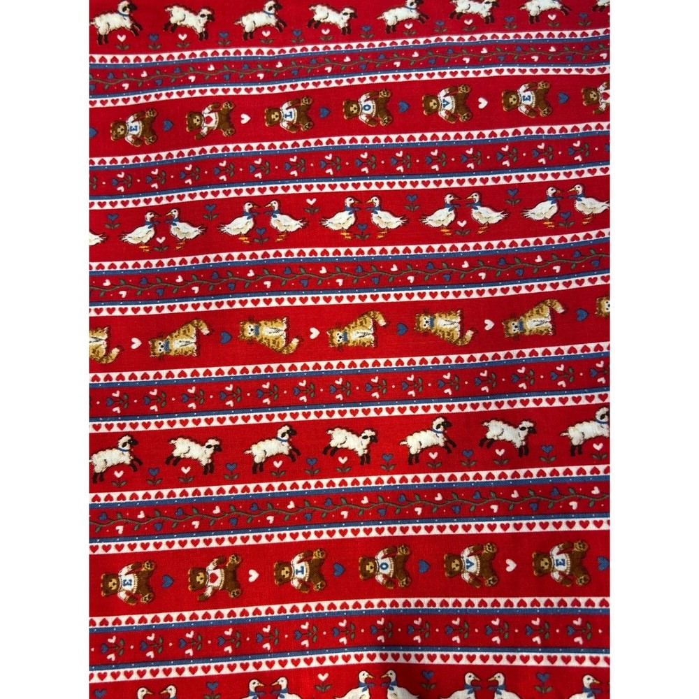 Vintage Cranston Print Works Fabric Novelty Animal Stripe Cottagecore Farmhouse