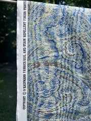VTG P Kaufmann PAISLEY Moire Stripe Blue Green Brown Cotton Fabric 55”x6 YDS USA