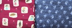 Polyester Blend Rayon Floral Fabric Burgundy 2 yds X 56″ Blue 1 yd 9″ X 56″