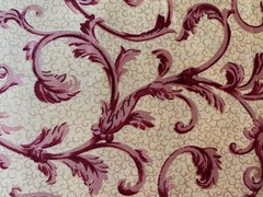 MILL CREEK FABRIC~Elaborate Swirls~BURGUNDY ON GOLD~Leafy Vines~ORNATE~Home Deco