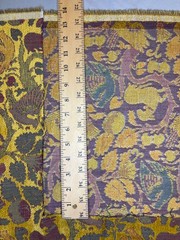 Vtg Chenille Upholstery Fabric Renaissance Medieval Style Animals/Bird-2 3/8×48”