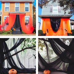 Barcelonetta Black Chiffon Fabric – 5 Yards for Halloween Decor & Events