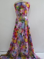 55” Wide By Yard Digital Print Viscose Fabric Dress Material Rose Floral Poplin