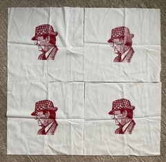 Vintage Paul Bear Bryant Fabric Piece Square White Silhouette Red 4 Pack Lot