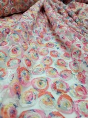 White Mesh Embroidery Multicolor Floral Fabric By The Yard Confetti Pastel Color