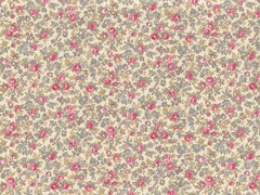 Beige Pink Blue COUNTRY FLORAL: 100% Quilting Cotton Fabric, By the Yard
