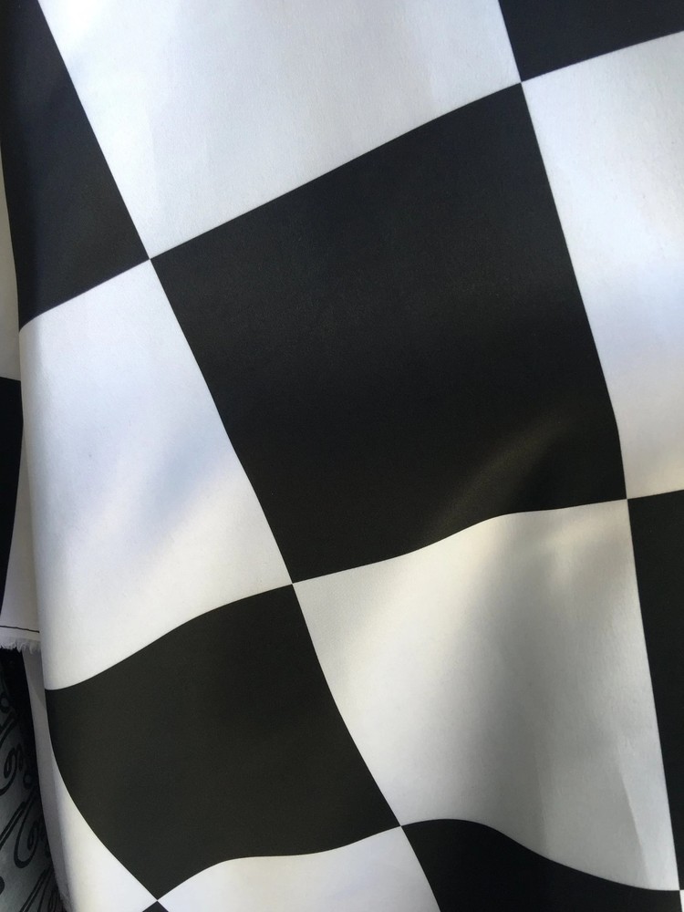 Elliana BLACK & WHITE 5.5″ Checkered Pattern Polyester Heavy Matte Satin Fabric