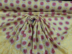 Yellow African Lace Fuchsia Flower Floral Fabric By Yard Embroidery Rhinestones