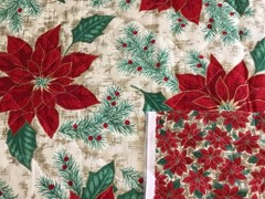 Dbl Side Pre-Quilted Fabric Large & Small Poinsettias Fabric Traditions 18×44”