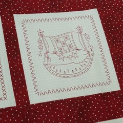 Maywood Summertime Fabric Panel Red Americana Cottagecore Cheater Blocks 27″x45