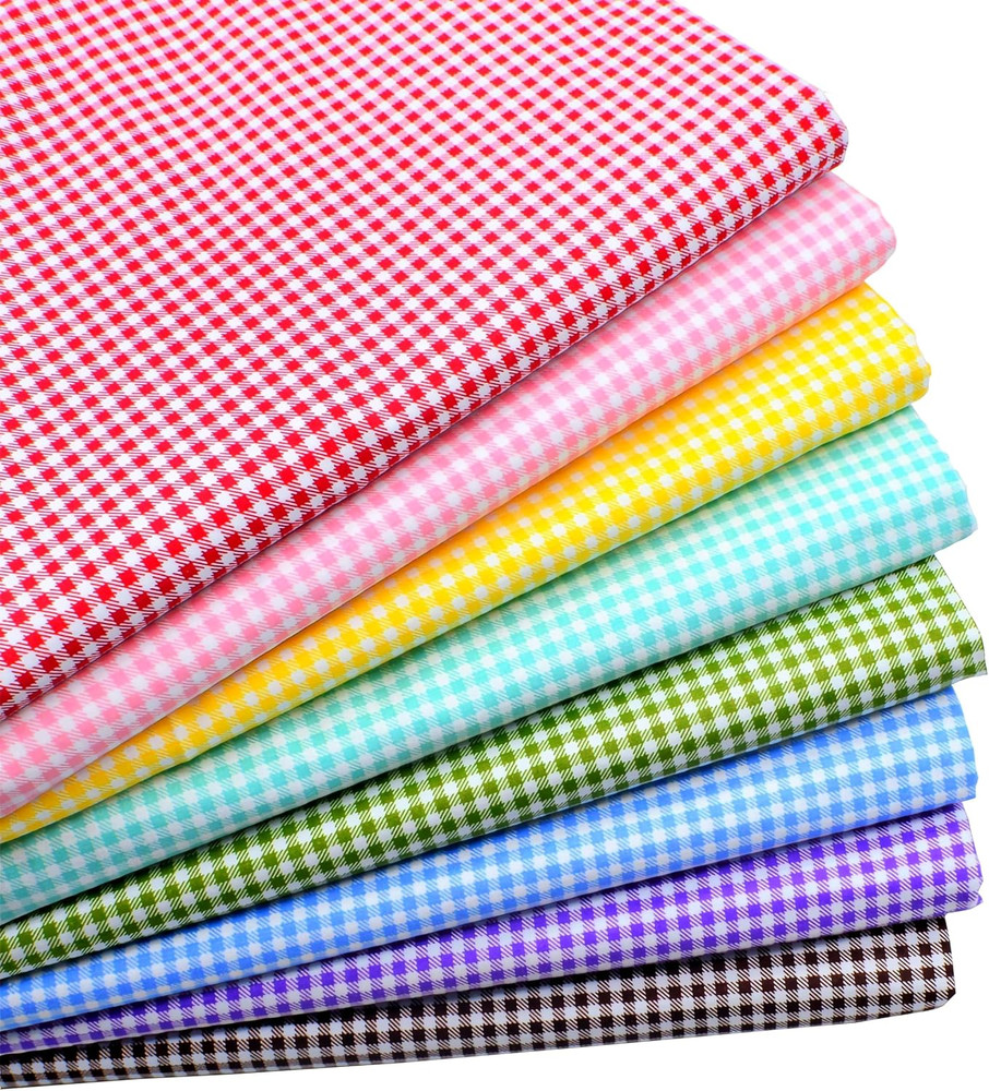 Inee Gingham Fat Quarters Fabric Bundles, Quilting Fabric for Sewing Crafting, 1