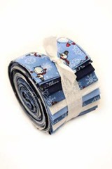 2.5 inch Snowman & Snowflake Jelly Roll 100% cotton fabric quilting 24 strips