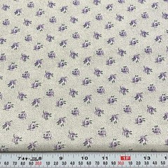 Vintage Purple Florals & Black Pin Dots Unbranded Cotton Fabric Remnant 11″x45″