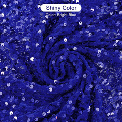 Sequin Fabric Bright Blue, 5 Yards Length 3.9 Feet Wide Velvet Fabric, Mesh Fabr