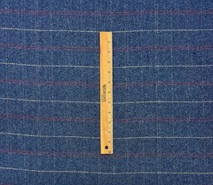 BALLARD DESIGN DUTTON PLAID NAVY HERRINGBONE WOOL WOVEN FABRIC 1.7 YARDS 55″W