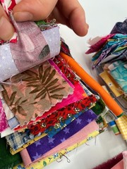 Lot of quilt scrap craft 9 bundles of cotton fabric Flowers Deer poka dot