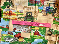 VTG John Deere TRACTORS Barns Farms & Equipment Logo &Tan Plaid Patches BTFQ