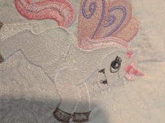 Embroidered Quilt Block Lot Assorted Squares Princess Theme White Pink