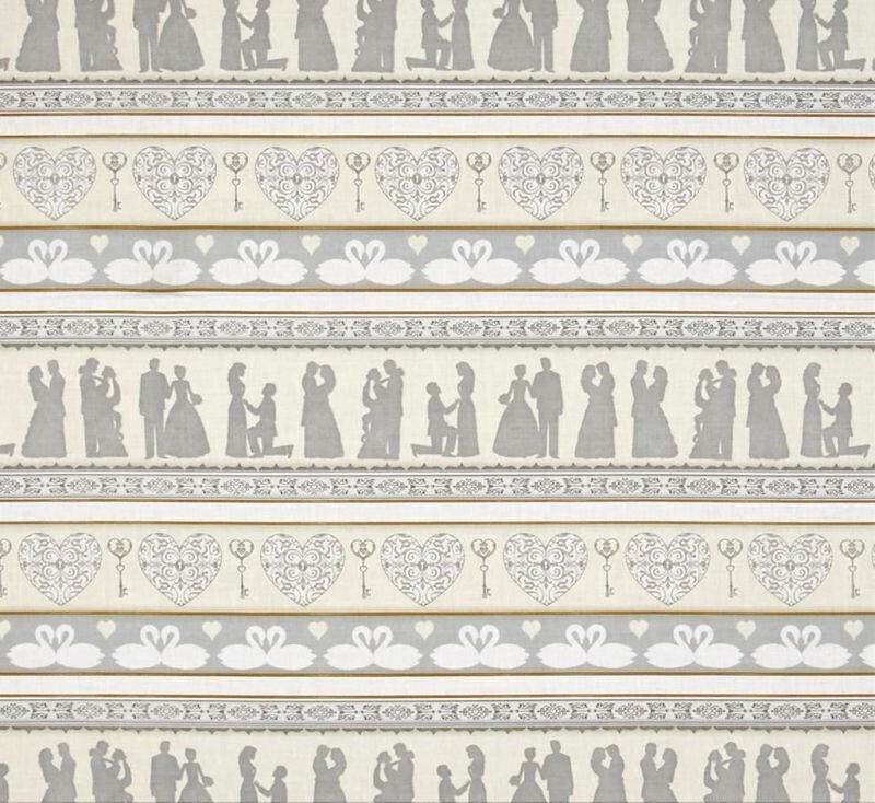 I DO WEDDING COUPLE LOVE SWANS WEDDING DAY 100% COTTON FABRIC QUILTING