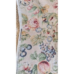 Vintage Floral Fruit Screen Printed Fabric Linen Look 152×55 Scotchgard ESD